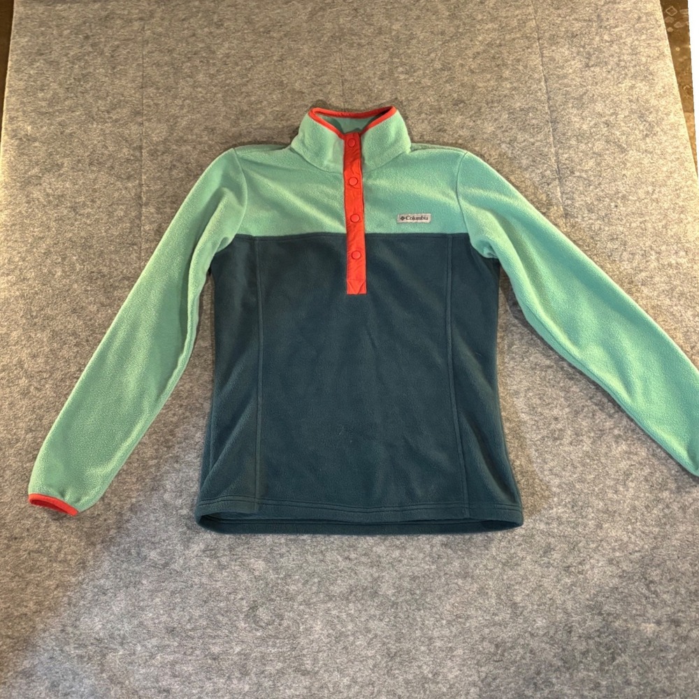Columbia Benton Springs Fleece Pullover‎ XS Mint Teal Colorblock Snap Neck